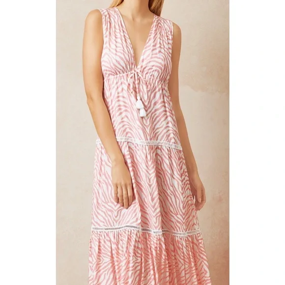 chinese dress ladies Blue Snake Smocked Waist Maxi Dress – Heidi Klein main image 0